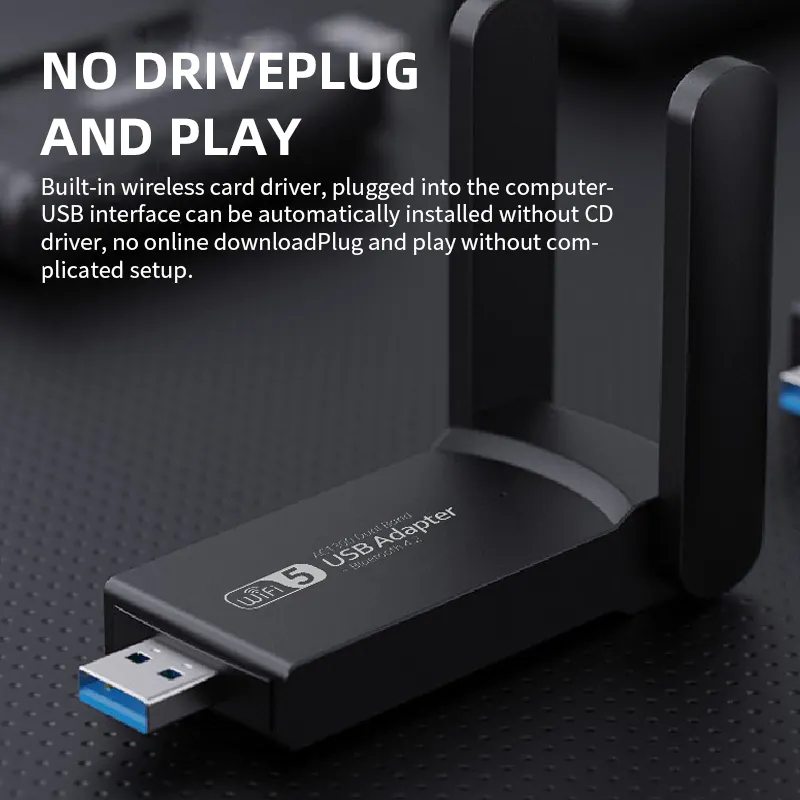 1300mbps Wireless Usb Adapter 2 In 1 Dual Band Wifi And Bt Combo Dongle Wifi Adapter For Pc