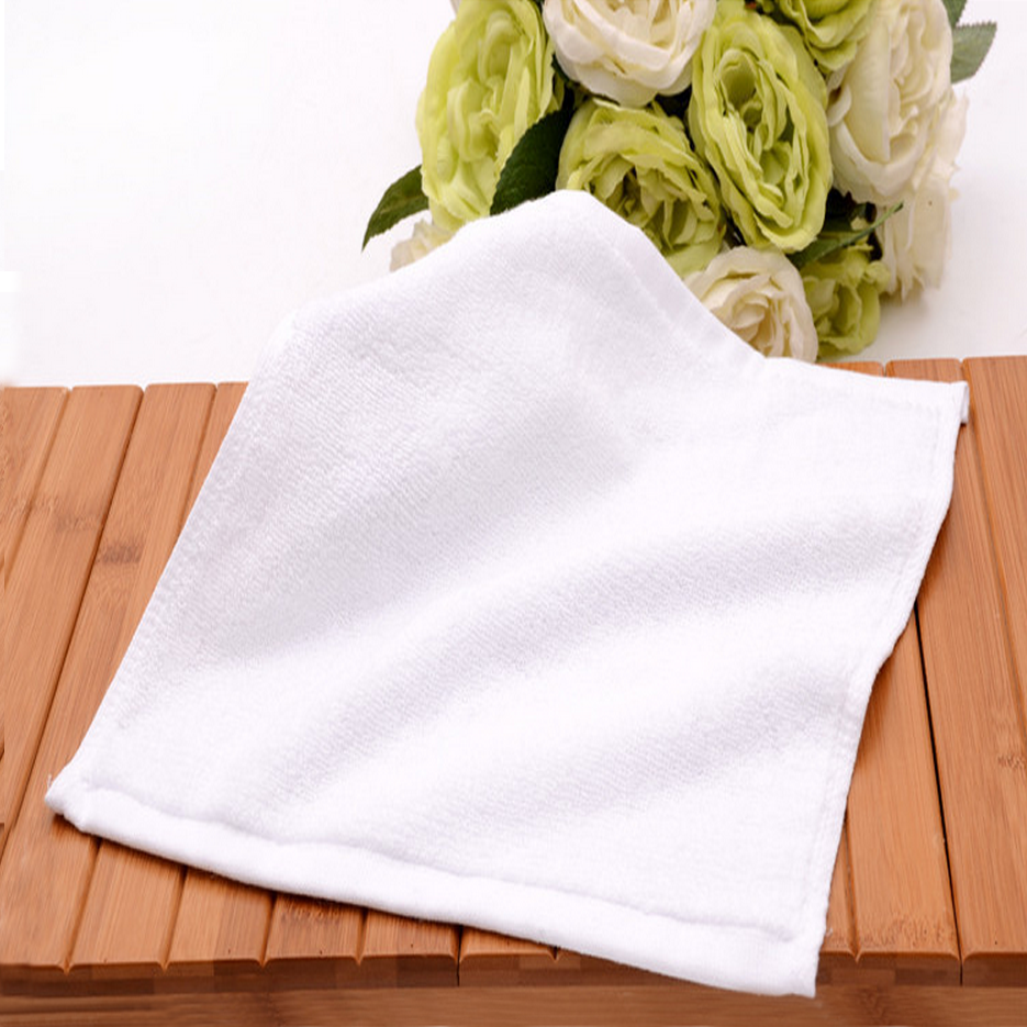 CFL Custom Luxury 5 Star Hotel Logo Quick Dry Wash Towel Cloth 100% Cotton Highly Absorbent White Small Square Face Towel