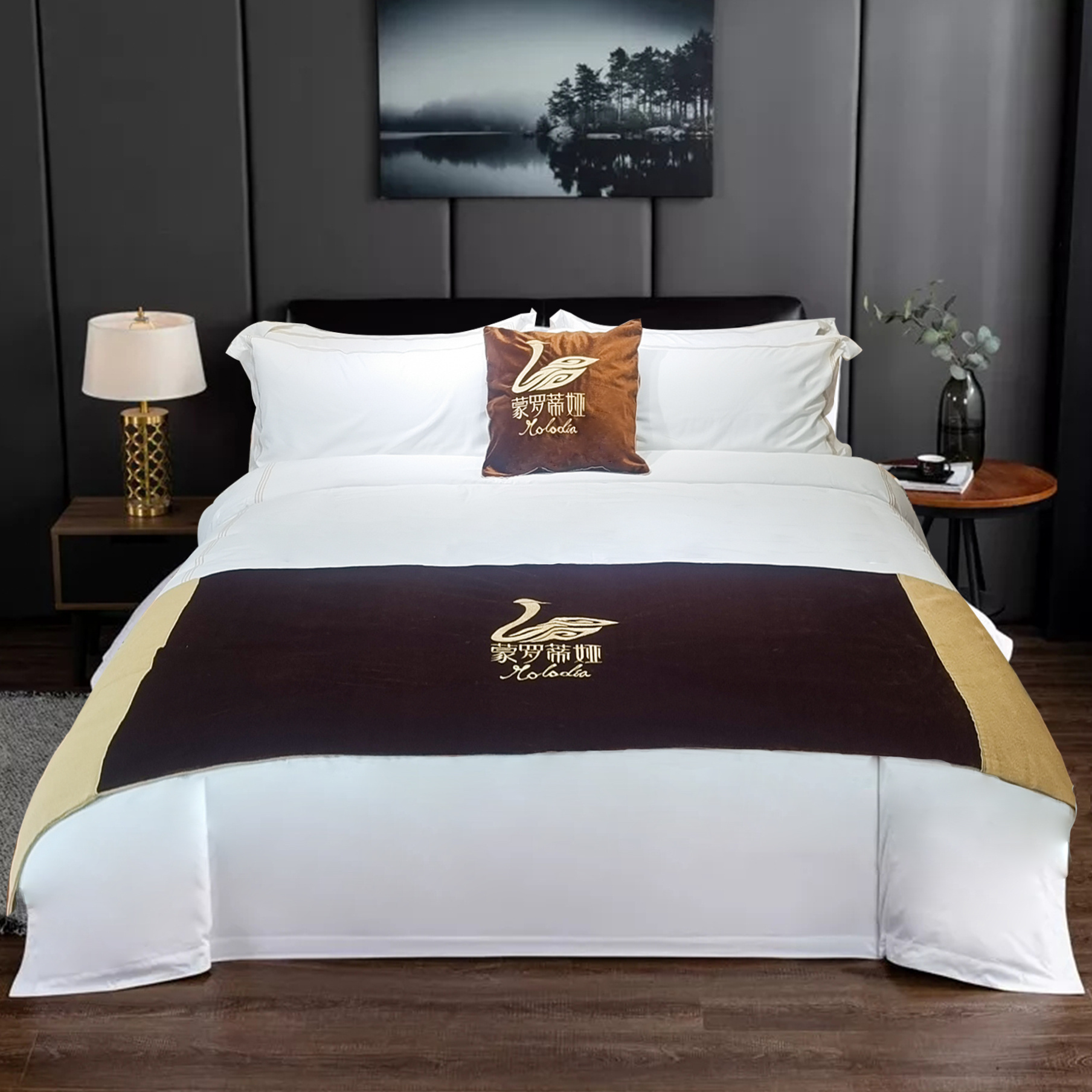 Wholesale 250TC white hotel bedding linen sheets 4pcs twin queen king size imported cheap custom hotel duvet covers