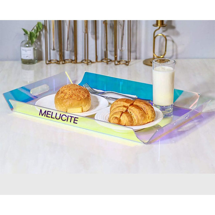 Wholesale Custom Clear Acrylic Serving Tray Lucite Food Breakfast Fruit Tray