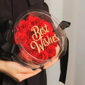 Clear Acrylic Round Rose Box Acrylic Preserved Flower Gift Box bag