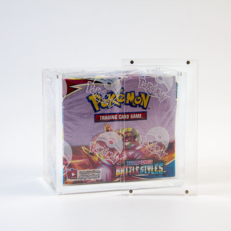 Custom Acrylic Etb Pokemon Cards Boost Elite Trainer Box Display Screw Magnet Case Clear Pokemon Packs Case with lid