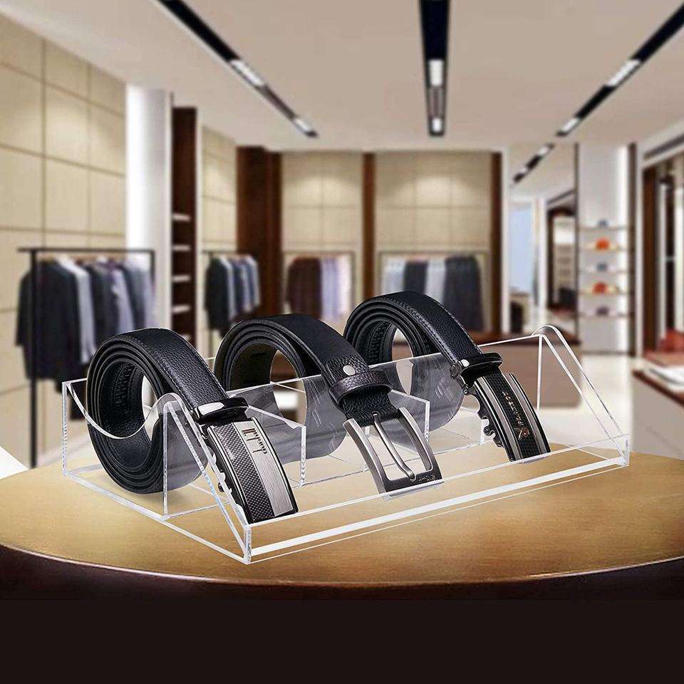 Customized Clear Acrylic Belt Rack Display Stands Holder Belt Organizer Hanger Box Case Clothing Store Display Racks