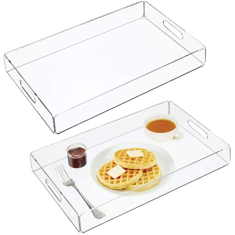 Wholesale Custom Clear Acrylic Serving Tray Lucite Food Breakfast Fruit Tray