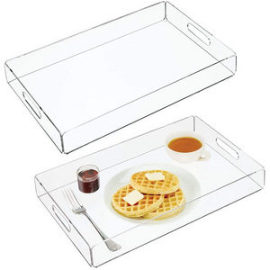 Wholesale Custom Clear Acrylic Serving Tray Lucite Food Breakfast Fruit Tray