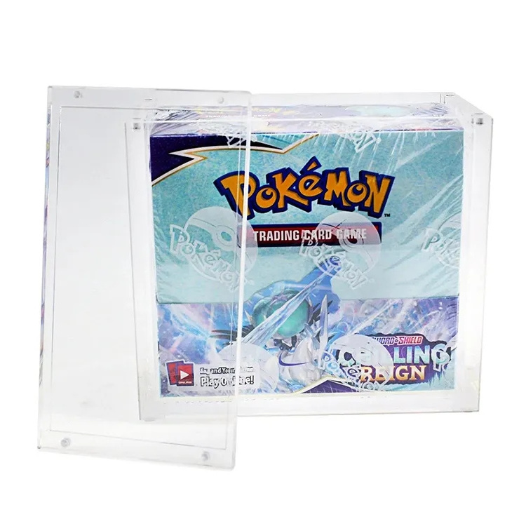 Custom Acrylic Etb Pokemon Cards Boost Elite Trainer Box Display Screw Magnet Case Clear Pokemon Packs Case with lid