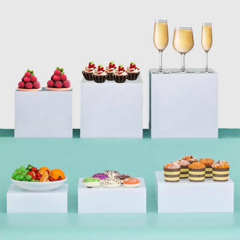 Food Display Risers white Acrylic Risers Display Cubes acrylic Plinths Risers Display Stands