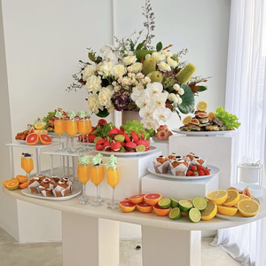 Custom  Rectangle Clear Display Cube Food Table White Acrylic Catering Buffet Risers For Food Display