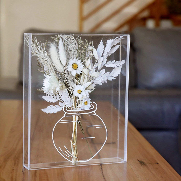 6x8 Shadow Box Frame Acrylic Photo Picture Frame DIY Tabletop Display Case Clear Memory Box for Dried Flowers Kids Room decor