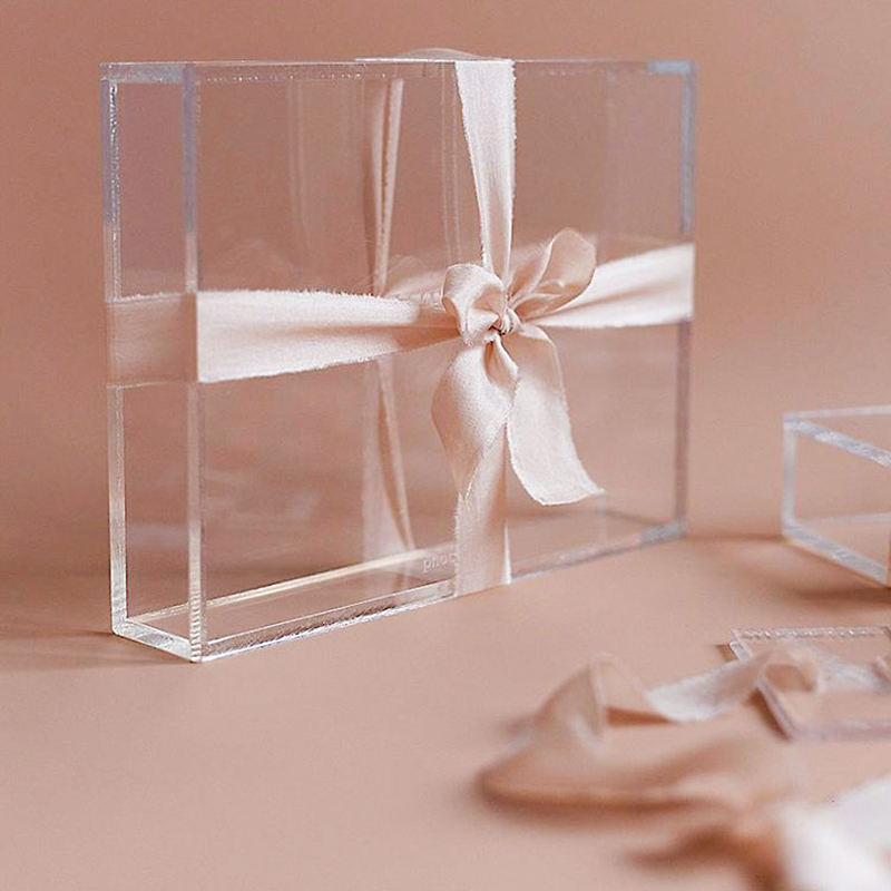 Wholesale Custom personalized Christening Clear Transparent Acrylic Keepsake Box Perspex Christening Gift Box With Lid