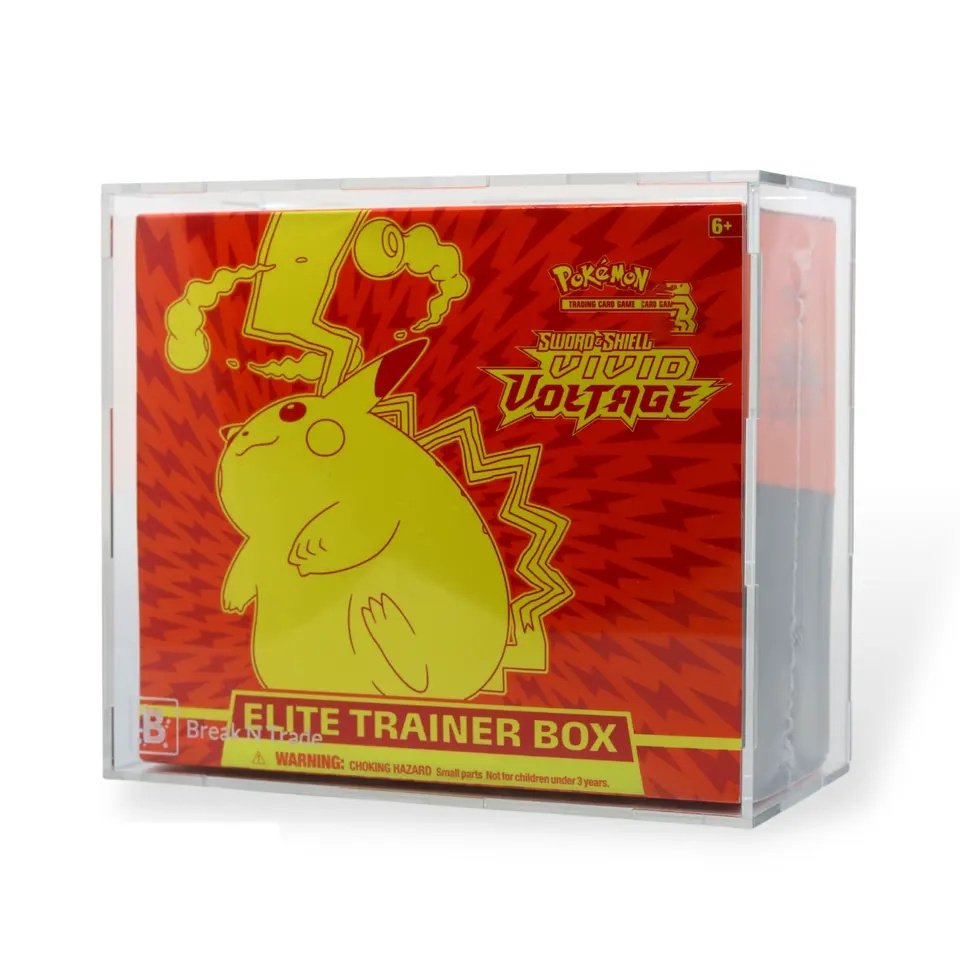 Custom Acrylic Etb Pokemon Cards Boost Elite Trainer Box Display Screw Magnet Case Clear Pokemon Packs Case with lid