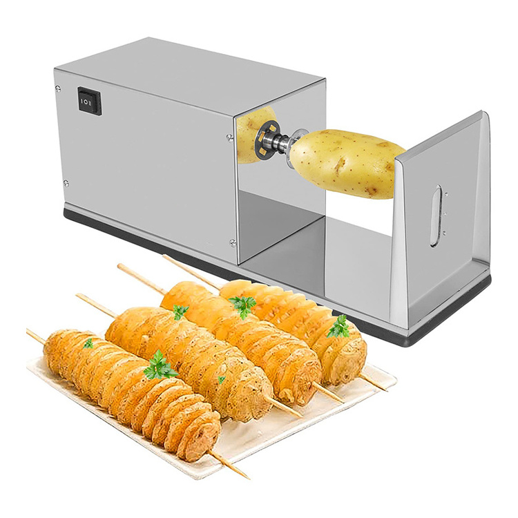 Stainless Steel Electric Auto Hot Dog Twister Spiral Tornado Potato Curly Fries Cutter Slicer