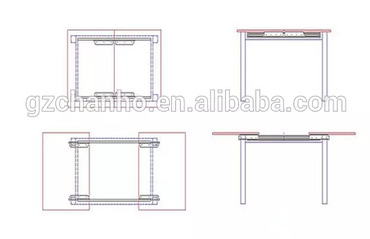 35mm Channel Extension Table Mechanism Telescopic Drawer Slide