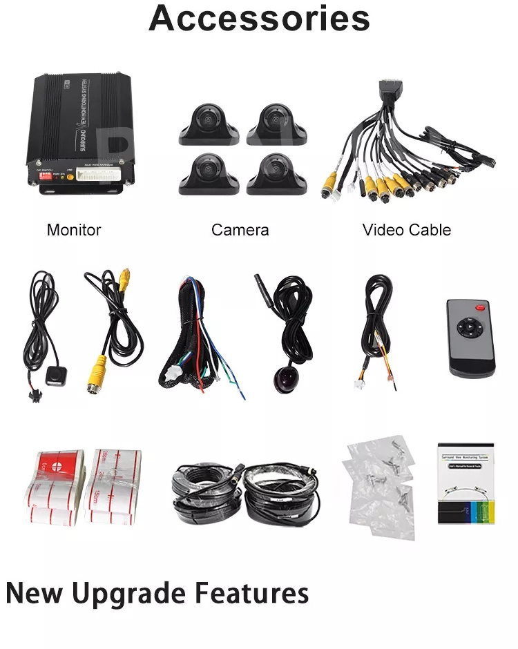 1080P 3D 360 Around View Monitor Car Camera System Bird View Panoramic Camera System For School Bus Truck