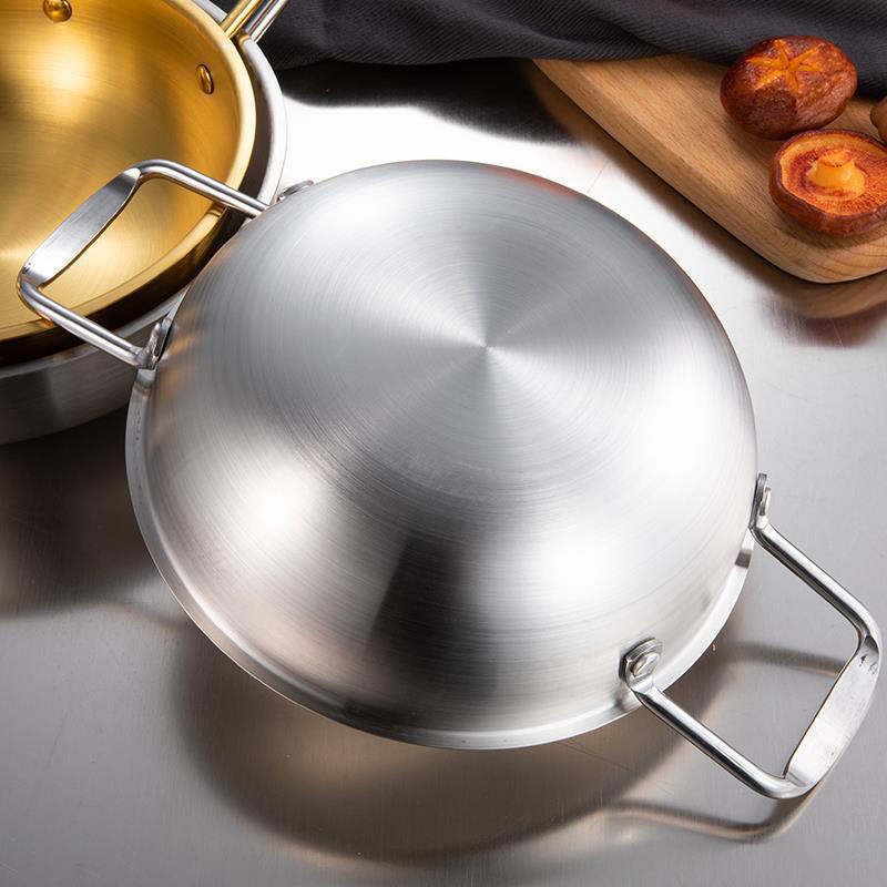 High Quality Stainless Steel Gold Silver Non Stick Kitchen Cookware Seafood Pot Paella Pan Mini Flat fry pan