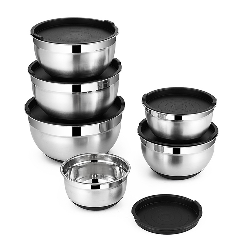 Factory salad bowl Stainless Steel Mixing Bowl Non Slip Nesting Whisking Bowls with lid