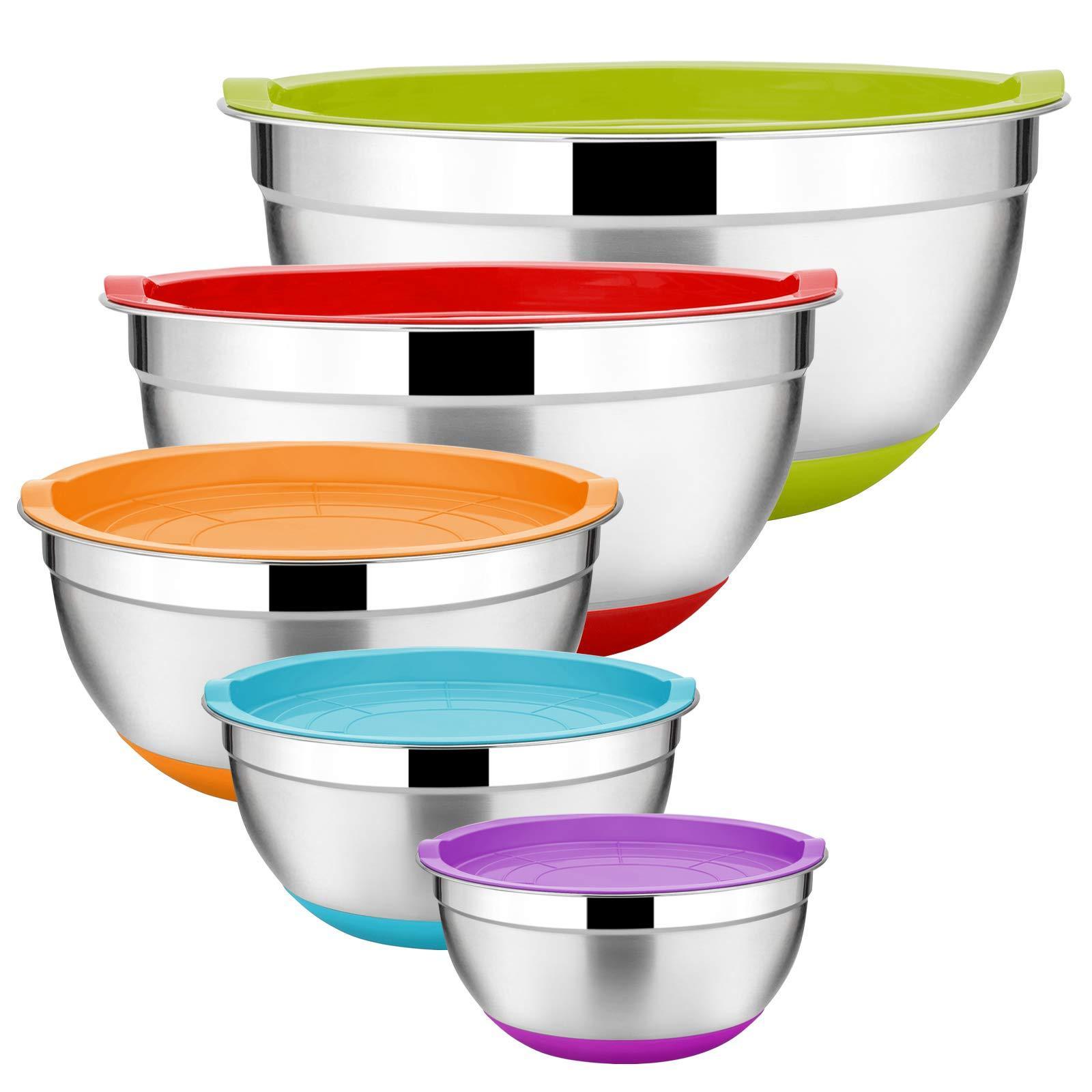 Factory salad bowl Stainless Steel Mixing Bowl Non Slip Nesting Whisking Bowls with lid