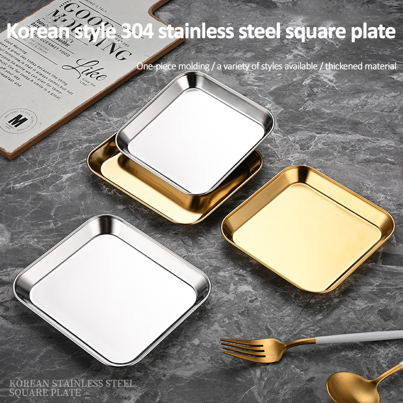 304 Stainless Steel Korean Food Barbecue Sushi Plate Rectangular Serving Plate Hotel Serving Tray