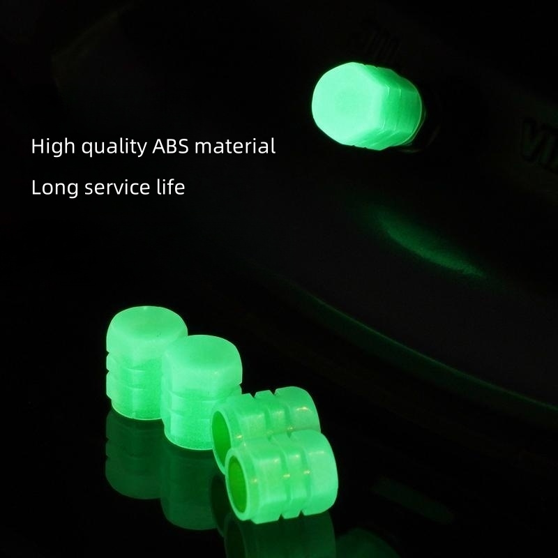 4pcs Universal Motorcycle Car Wheel Dust Cap Auto Glow Tyre Stem Air Valve Cover Light Autoluminesceence Car Tire Valve