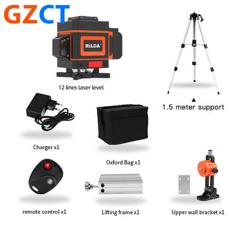 Laser Level 12 Lines 360 Orange Self-leveling With 1.5m Tripod Cheap Price High Precision Green Beam Laser Level Set