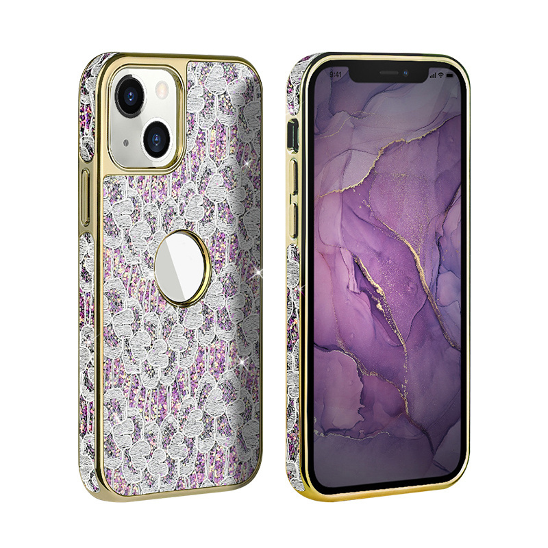 New Design Luxury Galvanized Lace Sequins Cell Phone Case For iPhone 14 Pro Max 13 12 Mini 11 X/Xs Girl Mobile Cover