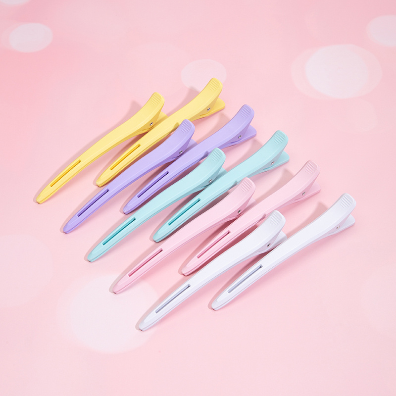 Wholesale custom colors plastic salon barber  beauty make up clip Styling Accessories No Crease Duckbill Hair Clips styling tool