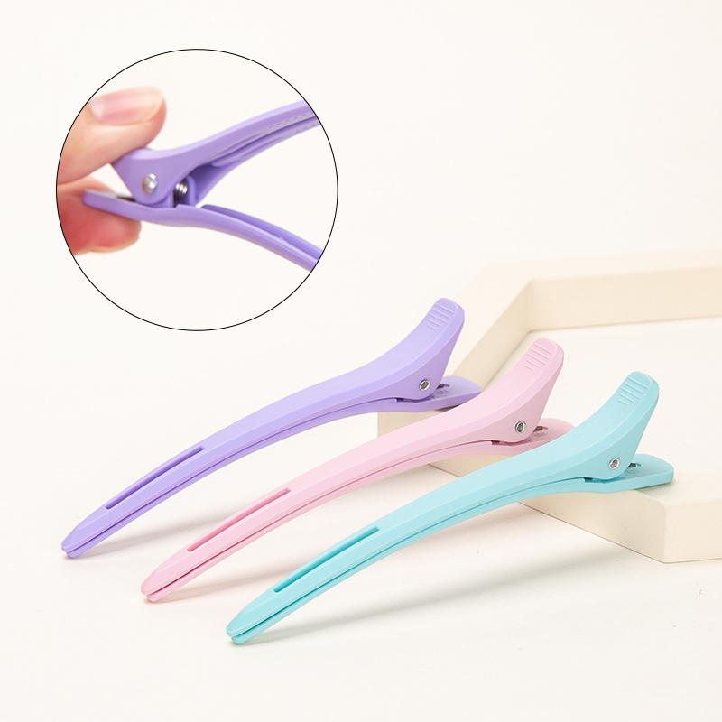 Wholesale custom colors plastic salon barber  beauty make up clip Styling Accessories No Crease Duckbill Hair Clips styling tool