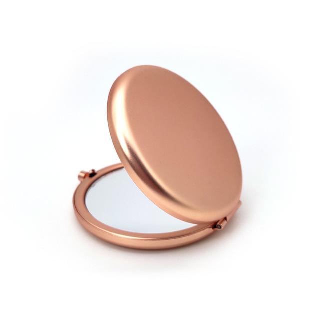 Double-sided Rose Gold Metal Pocket Mirror Portable Metal Makeup Hand Mirror Round Mini Pocket Mirror