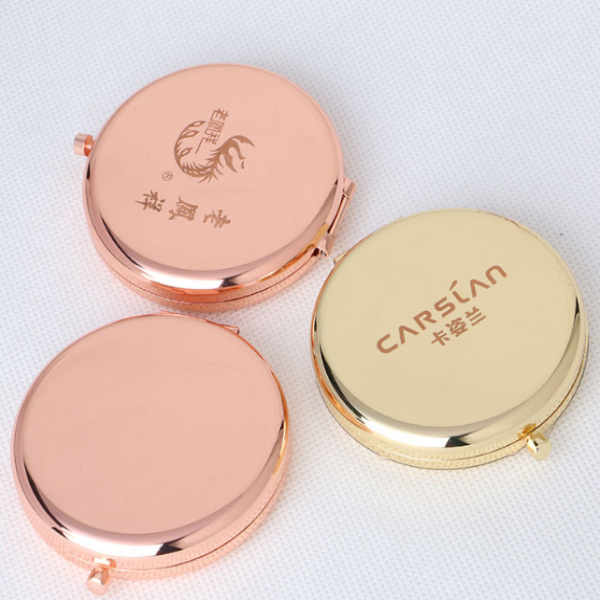 Double-sided Rose Gold Metal Pocket Mirror Portable Metal Makeup Hand Mirror Round Mini Pocket Mirror