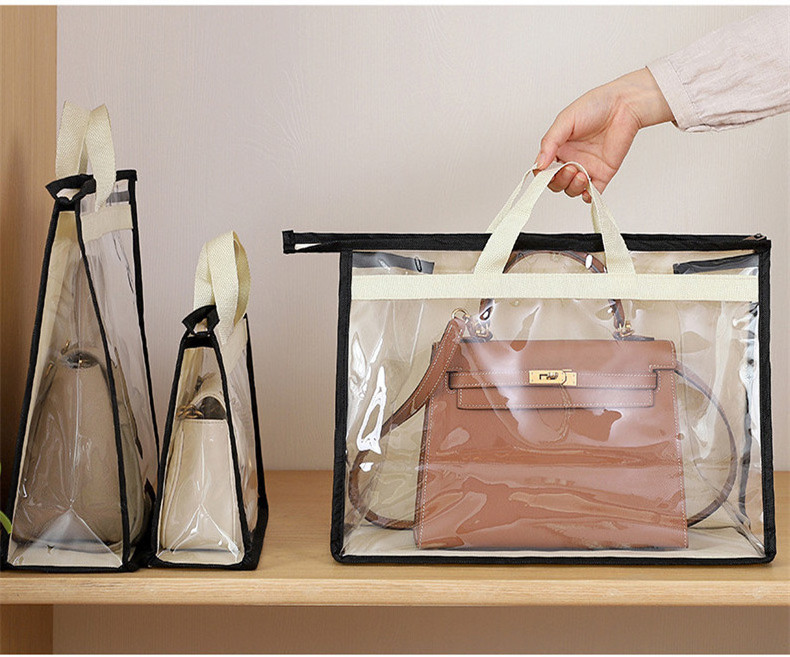 Pvc Handbag Dust Bags Clear Purse Storage Organizer for Closet Hanging Zipper Storage Bag for Handbag Storage Case