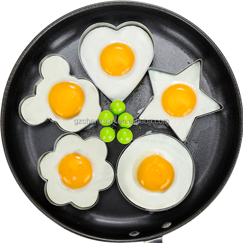 5Style Fried Egg Pancake Shaper Stainless Steel Omelette Mold Breakfast Egg Pancake Sandwich Rings Kitchen Accessories Gadget