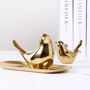 Modern Style Figurine Living Room Bedroom Office Desktop Cabinets Decorative Ornaments Small Birds Statues Gold Home Decor