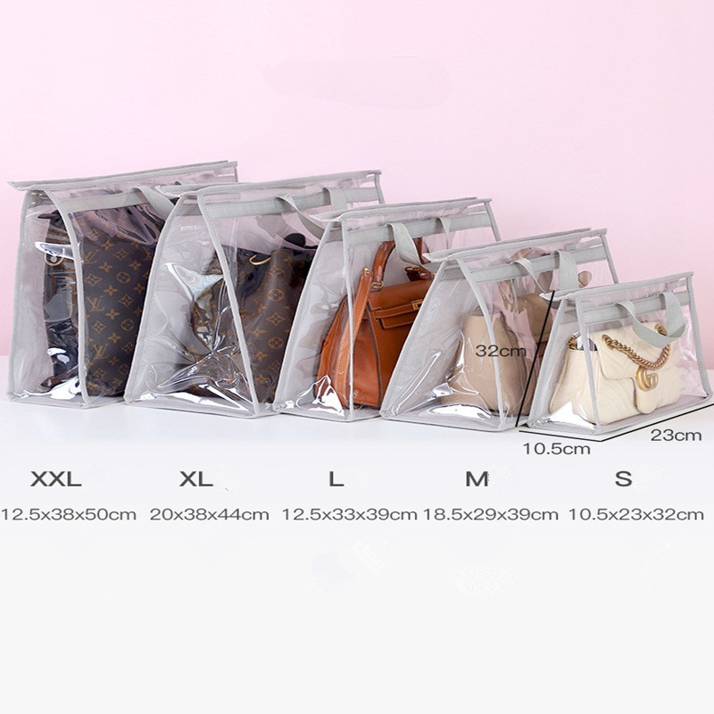 Pvc Handbag Dust Bags Clear Purse Storage Organizer for Closet Hanging Zipper Storage Bag for Handbag Storage Case