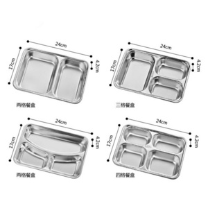 Nicety wholesale food grade 4 compartments stainless steel divided dinner plate Canteen Lunch Dinner Food Plate