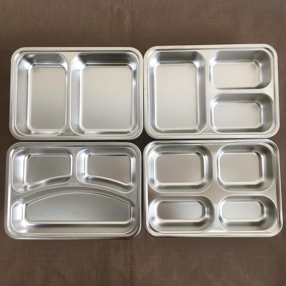 Nicety wholesale food grade 4 compartments stainless steel divided dinner plate Canteen Lunch Dinner Food Plate