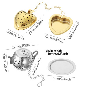 Tea Strainer Teapot Shape Loose Tea Infuser Stainless Steel  Tea Maker Strainer Chain Drip Tray Spice Filter With Dish