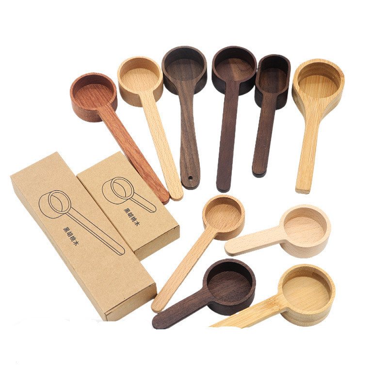 Coffee Scoops for Canister Wooden Tablespoon for Ground Coffee or Protein Handmade Measuring Spoons Made of Beech