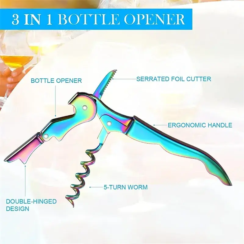 Stainless Steel Wine Opener Multifunction Professional Double Hinge Corkscrew Beer Bottle Opener Home Kitchen Gadgets