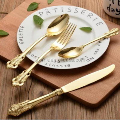 wholesale gold plated flatware sets, bulk gold flatware, wedding cutlery set B995