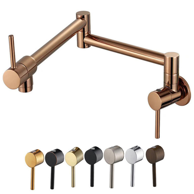 Hot Sales Commercial Pot Filler Folding Faucet Stretchable Double Joint Swing Arm Wall Mount Brass Kitchen Sink Faucet