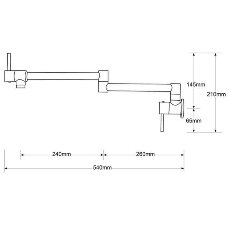 Hot Sales Commercial Pot Filler Folding Faucet Stretchable Double Joint Swing Arm Wall Mount Brass Kitchen Sink Faucet