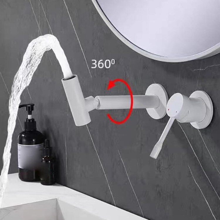 Wall Mount Bathroom Swivel Sprayer Hot Cold Mixer Single Handle Bathtub Tap Basin Sink Faucet