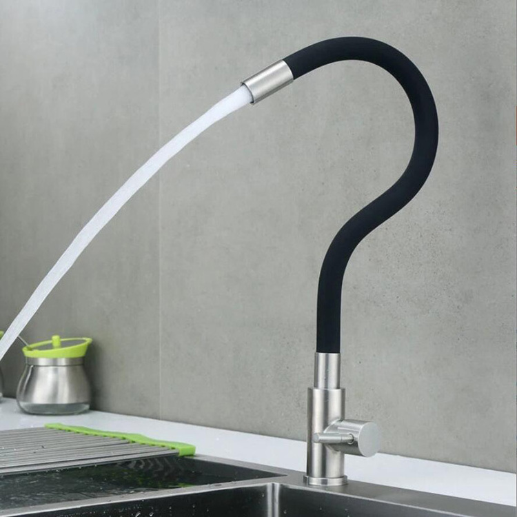 Stainless Steel Bathroom Flexible Hose Rotatable Spout Faucet Kitchen Mixer Tap