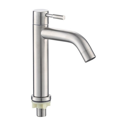 SUS 304 Single Cold Wash Stainless Steel Tap Single Hole Bathroom Hotel Basin Sink Faucet Tap