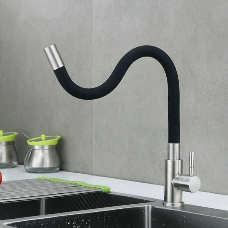 Stainless Steel Bathroom Flexible Hose Rotatable Spout Faucet Kitchen Mixer Tap