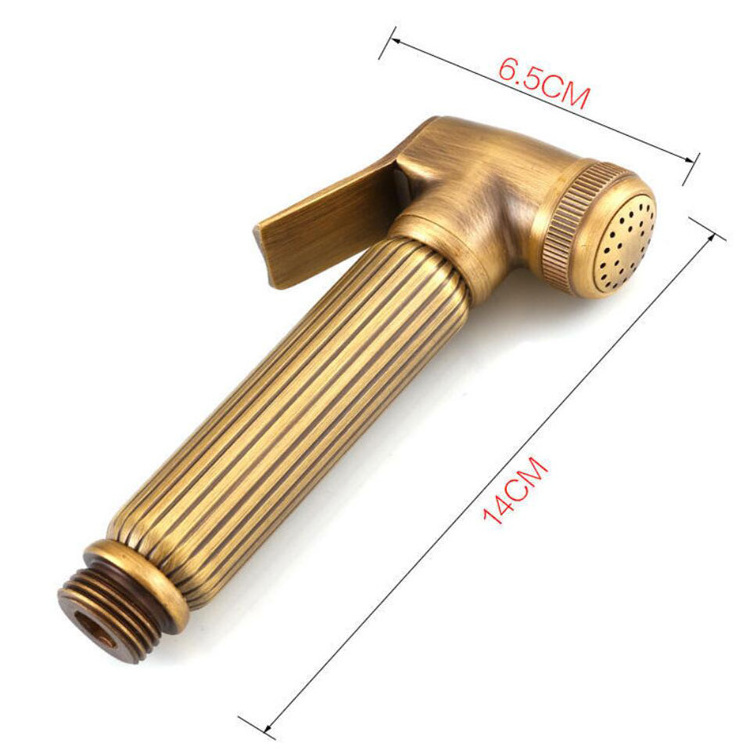 Brass Retro Bathroom Wall Mounted Toilet Health Faucet Spray Antique Handheld Bidet Sprayer Nozzle Kit Set