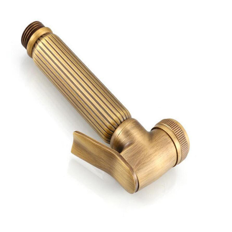 Brass Retro Bathroom Wall Mounted Toilet Health Faucet Spray Antique Handheld Bidet Sprayer Nozzle Kit Set