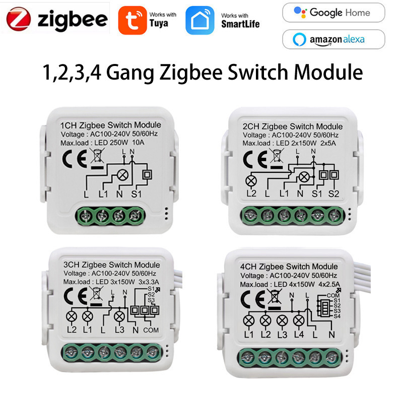 TUYA Smart Life Mini WiFi Smart Switch 10A Zigbee Module Switch Relay WiFi Breaker Alexa Google Smart Home Remote On Off Light