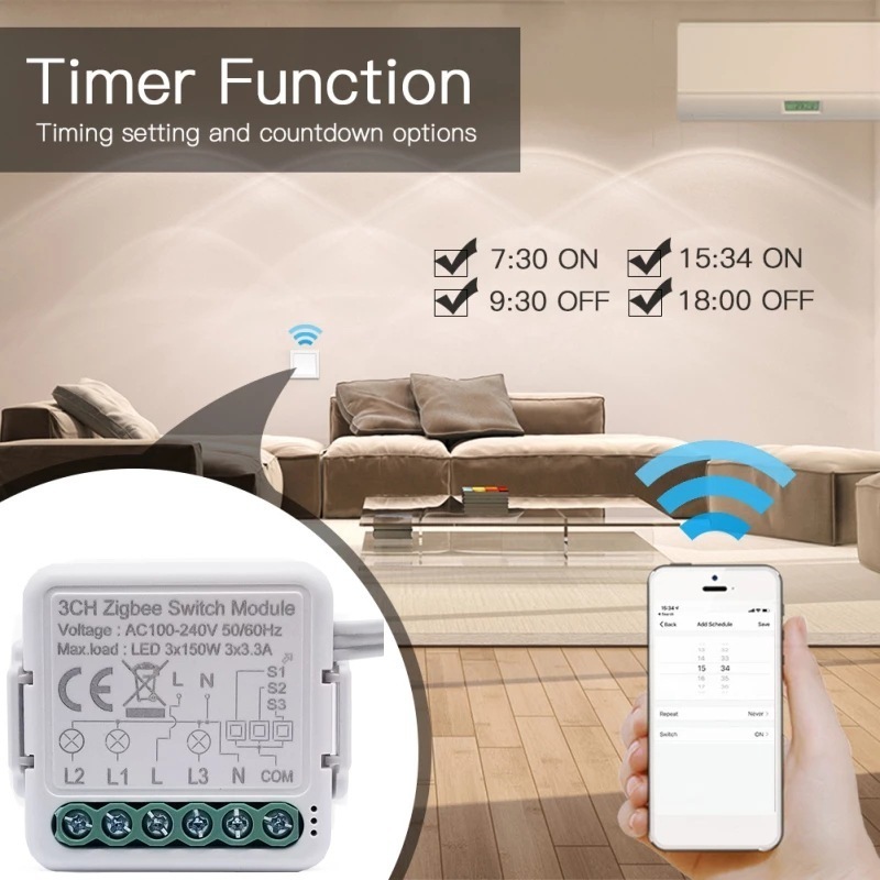 TUYA Smart Life Mini WiFi Smart Switch 10A Zigbee Module Switch Relay WiFi Breaker Alexa Google Smart Home Remote On Off Light