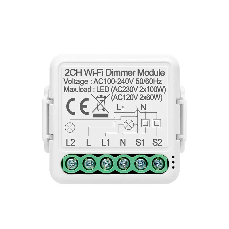 240V Dimmer Switch 1 gang 2 gang DIY Smart WiFi Dimmer Switch Module for LED Light  with Tuya  Alexa Google home Remote Control